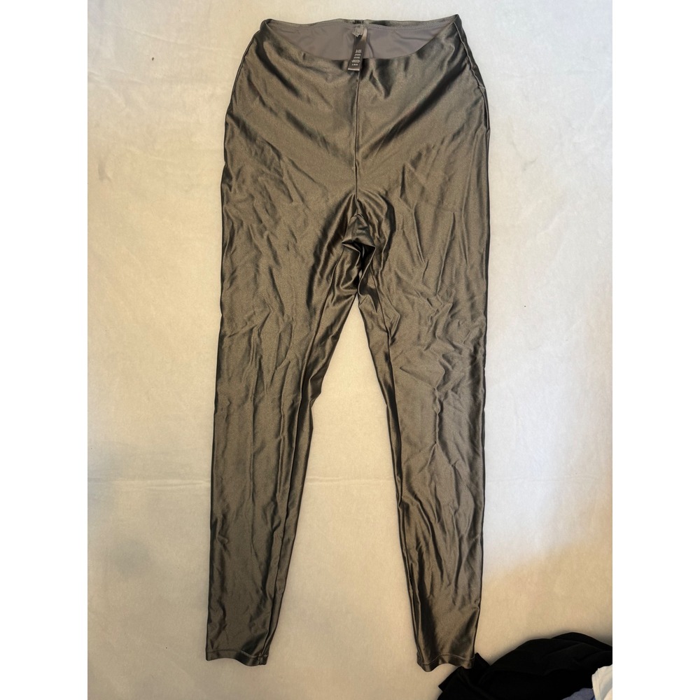 Skims Metallic Swim Cycle Pant Gunmetal Silver High Rise Leggings Womens Large